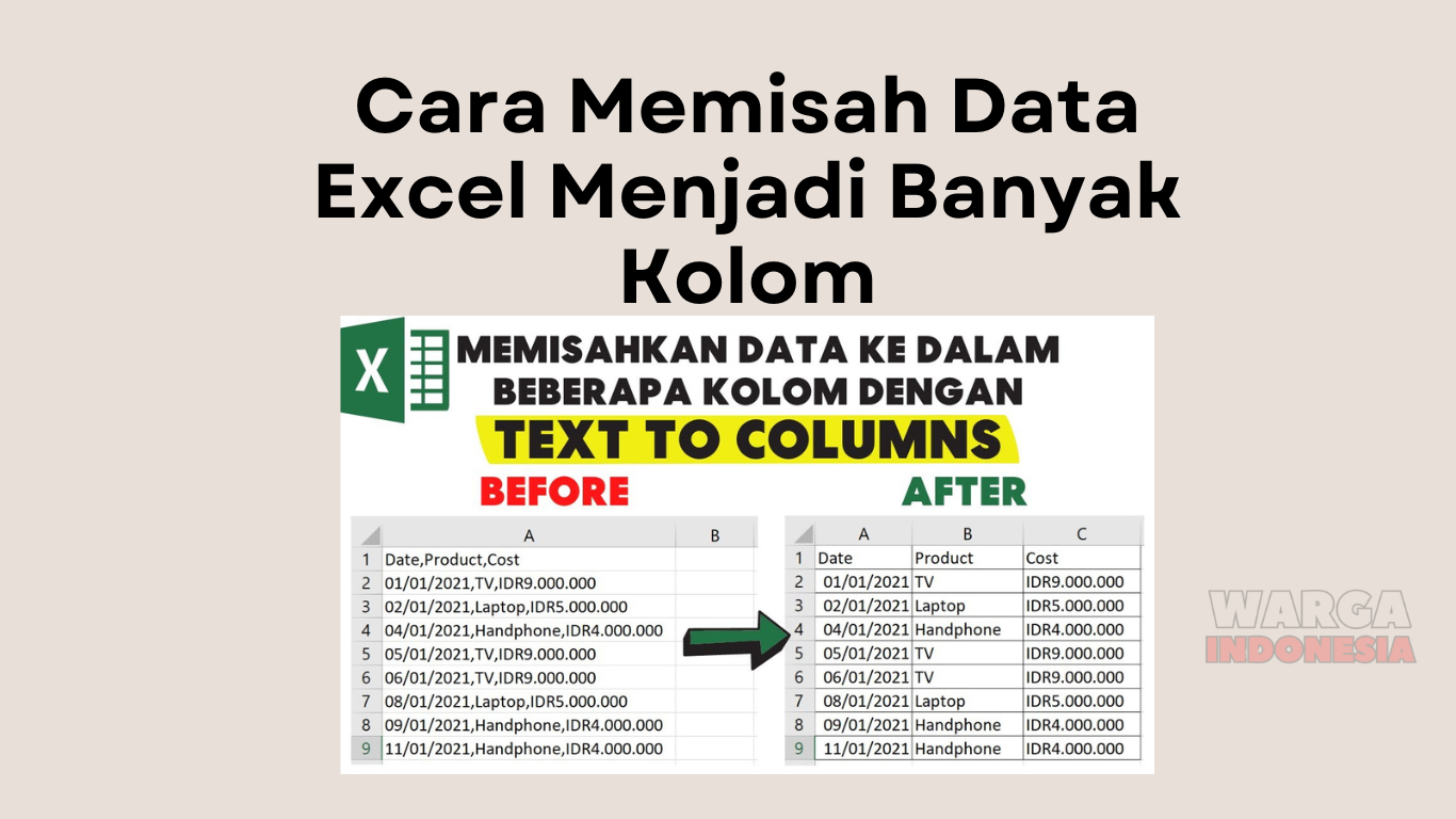 Cara Memisah Data Excel Menjadi Banyak Kolom