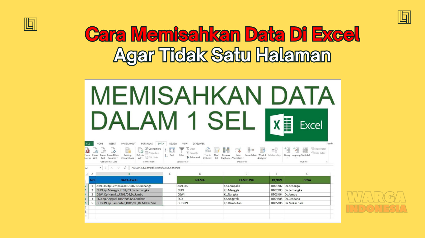 Cara Memisahkan Data Di Excel Agar Tidak Satu Halaman