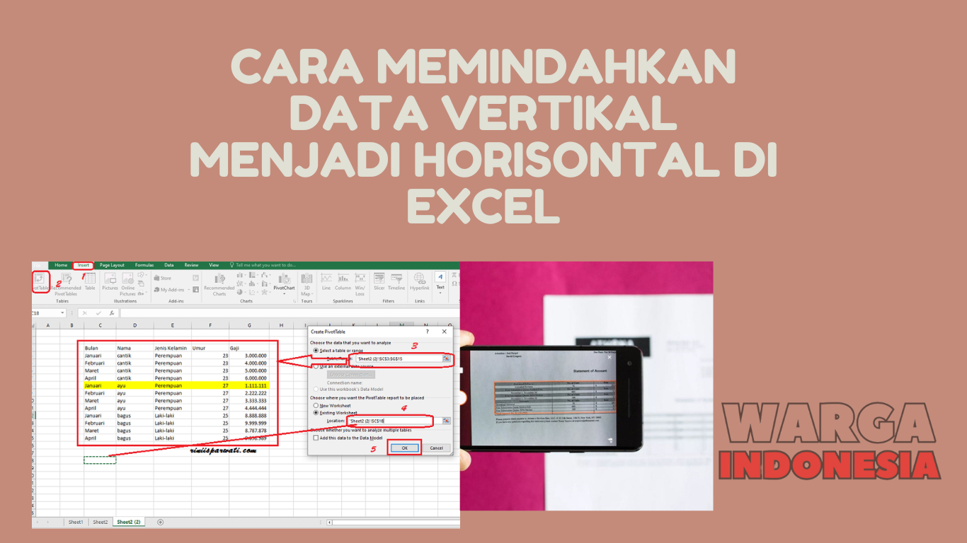 Cara Memindahkan Data Vertikal Menjadi Horisontal Di Excel