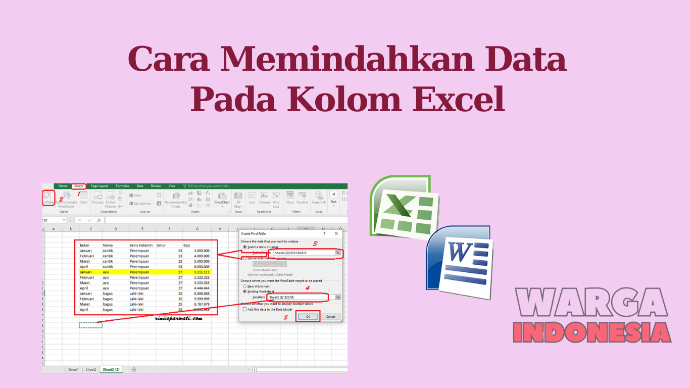 Cara Memindahkan Data Pada Kolom Excel