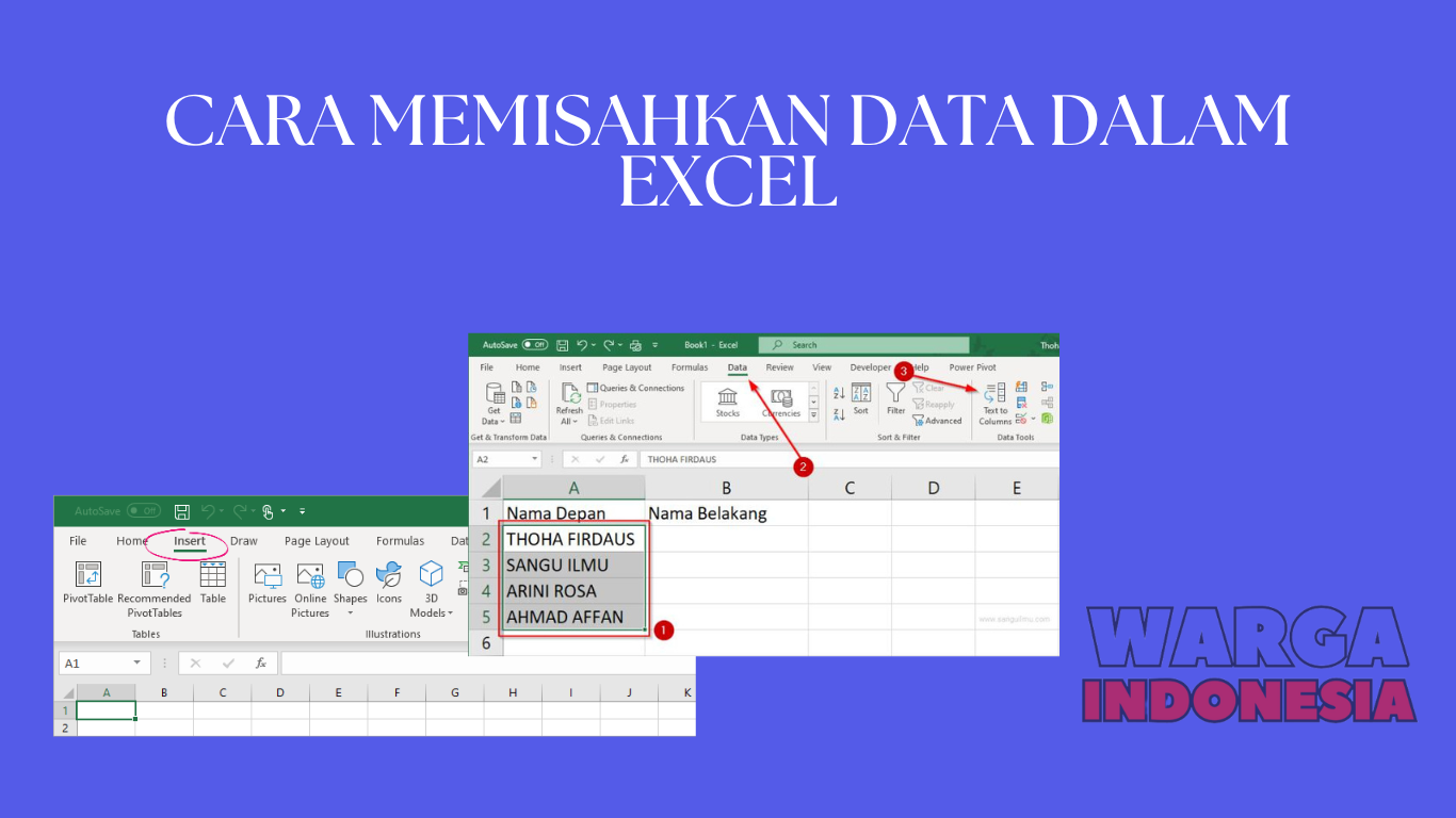 Cara Memisahkan Data Dalam Excel